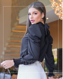 Blusa manga longa princesa com gola alta