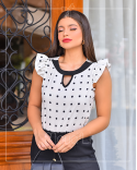 Blusinha Social Manga Curta Estampada