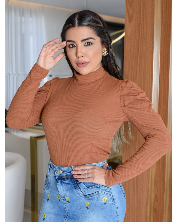 Blusa Feminina Canelada Manga Longa Princesa