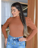 Blusa Feminina Canelada Manga Longa Princesa