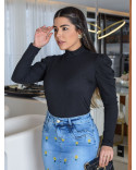 Blusa Feminina Canelada Manga Longa Princesa