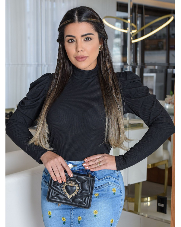 Blusa Feminina Canelada Manga Longa Princesa