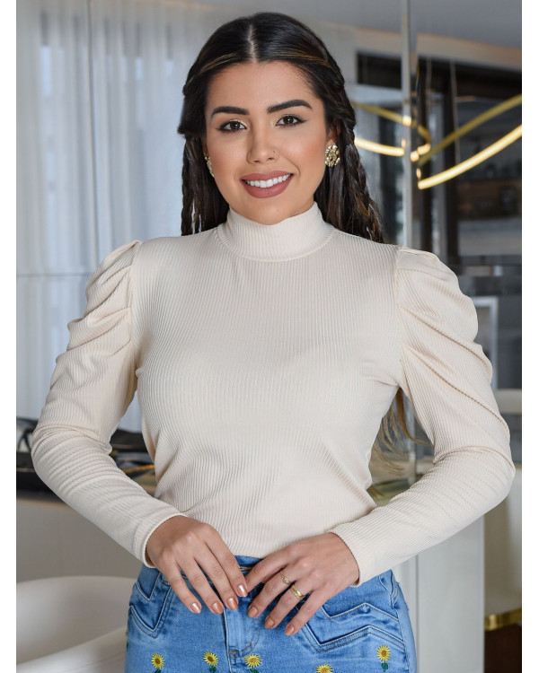 Blusa Feminina Canelada Manga Longa Princesa