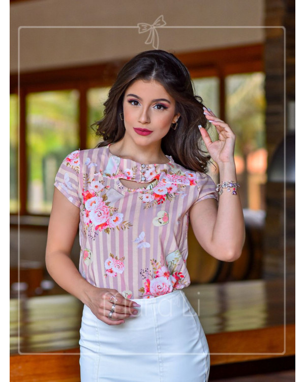 Blusa Feminina Social com Recorte