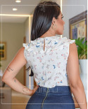  Blusa Social Feminina em Crepe Estampada