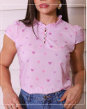 Blusa Social Feminina em Crepe Estampada com Botões na Gola