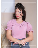 Blusa Feminina Social Rosa Moda Evangelica