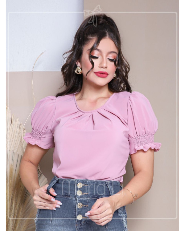 Blusa Feminina Social Rosa Moda Evangelica