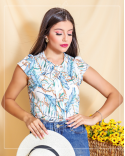 Blusinha Social Feminina em Crepe Seda com Detalhe Frontal