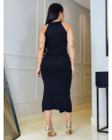 Conjunto Liso em Malha Modal Blusa Regata Assimétrica com Saia Midi