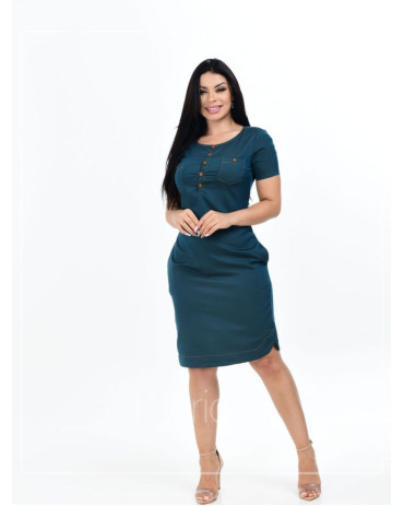 Vestido Chemise Chambret Casual Elegante com Botões.