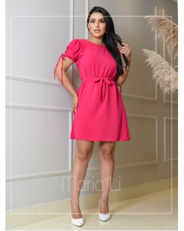 Vestido Sofisticado com Mangas Bufantes e Amarração